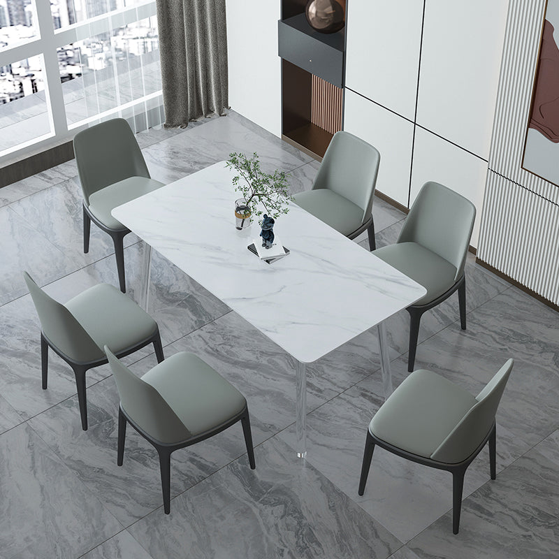 Sintered Stone Dining Table Modern Rectangle Dining Table with Acrylic Base for Home Use White 59.1"L x 31.5"W x 29.5"H Without Chairs Clearhalo ' dining_table' 'Dining Tables & Seating' 'Dining Tables' 'furn' 'furn_dining_table' 'Furniture' 'furniture_dining_table' 'Kitchen & Dining Furniture' 'kitchen&dining_furn' 'kitchen' 'kitchen_dining_table' 4588523