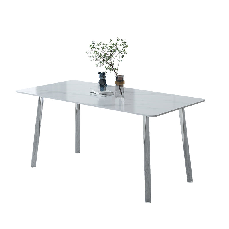 Sintered Stone Dining Table Modern Rectangle Dining Table with Acrylic Base for Home Use White Without Chairs Clearhalo ' dining_table' 'Dining Tables & Seating' 'Dining Tables' 'furn' 'furn_dining_table' 'Furniture' 'furniture_dining_table' 'Kitchen & Dining Furniture' 'kitchen&dining_furn' 'kitchen' 'kitchen_dining_table' 4588524