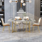 Traditional Luxury Stone Furniture Rectangle Double Pedestal Dining Table Gray 70.9"L x 35.4"W x 29.5"H Without Chairs Clearhalo ' dining_table' 'Dining Tables & Seating' 'Dining Tables' 'furn' 'furn_dining_table' 'Furniture' 'furniture_dining_table' 'Kitchen & Dining Furniture' 'kitchen&dining_furn' 'kitchen' 'kitchen_dining_table' 4588541