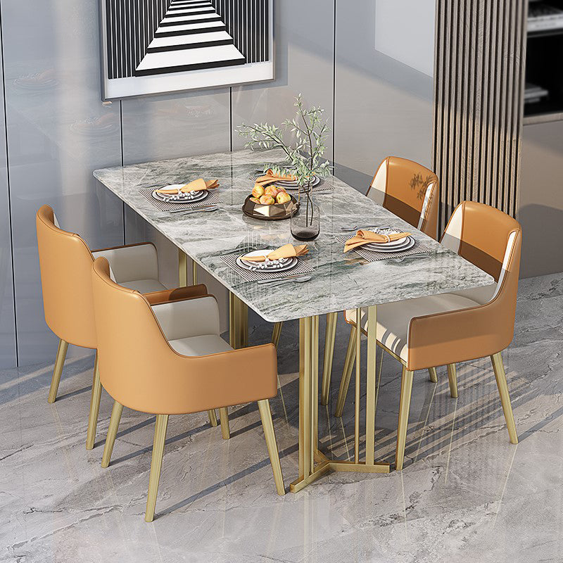 Traditional Luxury Stone Furniture Rectangle Double Pedestal Dining Table Gray 63"L x 31.5"W x 29.5"H Without Chairs Clearhalo ' dining_table' 'Dining Tables & Seating' 'Dining Tables' 'furn' 'furn_dining_table' 'Furniture' 'furniture_dining_table' 'Kitchen & Dining Furniture' 'kitchen&dining_furn' 'kitchen' 'kitchen_dining_table' 4588542