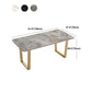 Luxury Sintered Stone Top Kitchen Table Rectangle Table with Double Pedestal in Gold Clearhalo ' dining_table' 'Dining Tables & Seating' 'Dining Tables' 'furn' 'furn_dining_table' 'Furniture' 'furniture_dining_table' 'Kitchen & Dining Furniture' 'kitchen&dining_furn' 'kitchen' 'kitchen_dining_table' 4588563