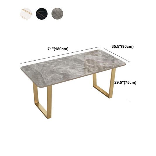 Luxury Sintered Stone Top Kitchen Table Rectangle Table with Double Pedestal in Gold Clearhalo ' dining_table' 'Dining Tables & Seating' 'Dining Tables' 'furn' 'furn_dining_table' 'Furniture' 'furniture_dining_table' 'Kitchen & Dining Furniture' 'kitchen&dining_furn' 'kitchen' 'kitchen_dining_table' 4588566
