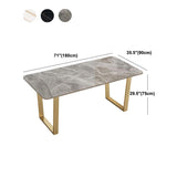 Luxury Sintered Stone Top Kitchen Table Rectangle Table with Double Pedestal in Gold Clearhalo ' dining_table' 'Dining Tables & Seating' 'Dining Tables' 'furn' 'furn_dining_table' 'Furniture' 'furniture_dining_table' 'Kitchen & Dining Furniture' 'kitchen&dining_furn' 'kitchen' 'kitchen_dining_table' 4588566
