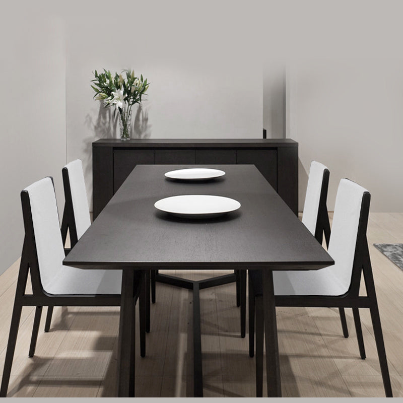 Rectangle Industrial Dining Table Solid Wood Fixed Table with Trestle Base Black Without Chairs Clearhalo ' dining_table' 'Dining Tables & Seating' 'Dining Tables' 'furn' 'furn_dining_table' 'Furniture' 'furniture_dining_table' 'Kitchen & Dining Furniture' 'kitchen&dining_furn' 'kitchen' 'kitchen_dining_table' 4588593
