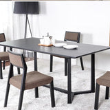 Rectangle Industrial Dining Table Solid Wood Fixed Table with Trestle Base Clearhalo ' dining_table' 'Dining Tables & Seating' 'Dining Tables' 'furn' 'furn_dining_table' 'Furniture' 'furniture_dining_table' 'Kitchen & Dining Furniture' 'kitchen&dining_furn' 'kitchen' 'kitchen_dining_table' 4588603
