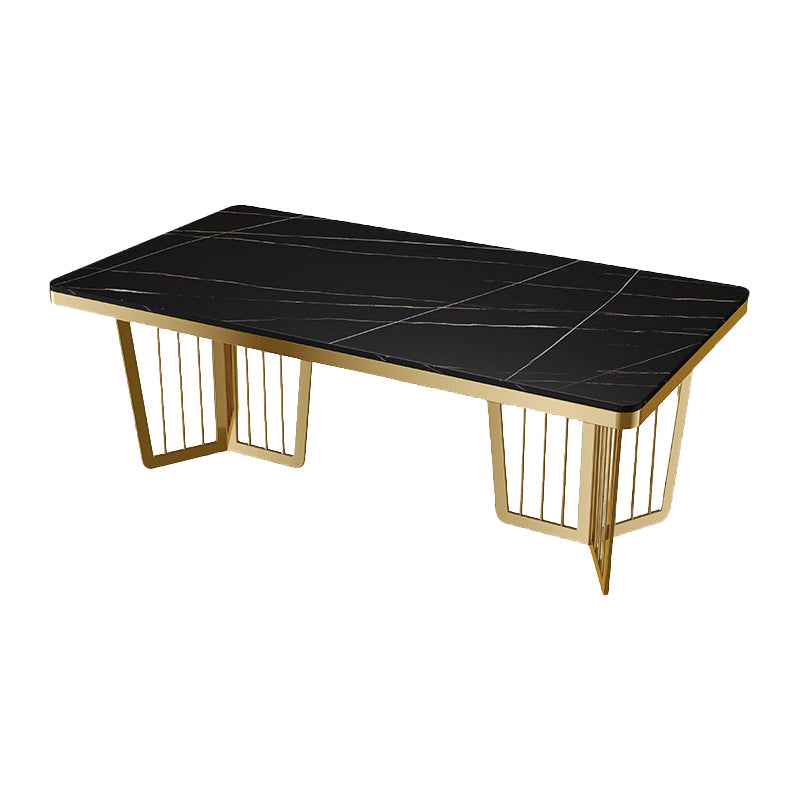 Sintered Stone Dining Table Traditional Luxury Dining Table with Gold Frame for Kitchen Black Gold Without Chairs Clearhalo ' dining_table' 'Dining Tables & Seating' 'Dining Tables' 'furn' 'furn_dining_table' 'Furniture' 'furniture_dining_table' 'Kitchen & Dining Furniture' 'kitchen&dining_furn' 'kitchen' 'kitchen_dining_table' 4588617