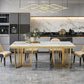 Sintered Stone Dining Table Traditional Luxury Dining Table with Gold Frame for Kitchen Clearhalo ' dining_table' 'Dining Tables & Seating' 'Dining Tables' 'furn' 'furn_dining_table' 'Furniture' 'furniture_dining_table' 'Kitchen & Dining Furniture' 'kitchen&dining_furn' 'kitchen' 'kitchen_dining_table' 4588622