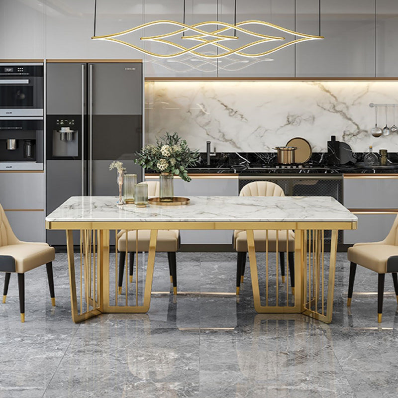 Sintered Stone Dining Table Traditional Luxury Dining Table with Gold Frame for Kitchen Clearhalo ' dining_table' 'Dining Tables & Seating' 'Dining Tables' 'furn' 'furn_dining_table' 'Furniture' 'furniture_dining_table' 'Kitchen & Dining Furniture' 'kitchen&dining_furn' 'kitchen' 'kitchen_dining_table' 4588622