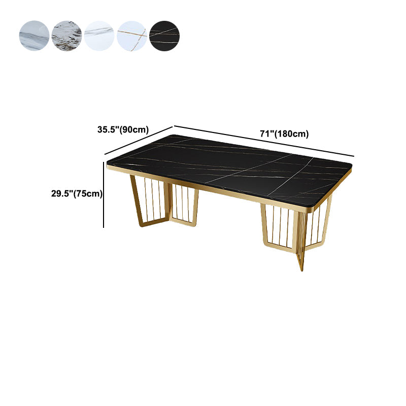 Sintered Stone Dining Table Traditional Luxury Dining Table with Gold Frame for Kitchen Clearhalo ' dining_table' 'Dining Tables & Seating' 'Dining Tables' 'furn' 'furn_dining_table' 'Furniture' 'furniture_dining_table' 'Kitchen & Dining Furniture' 'kitchen&dining_furn' 'kitchen' 'kitchen_dining_table' 4588627