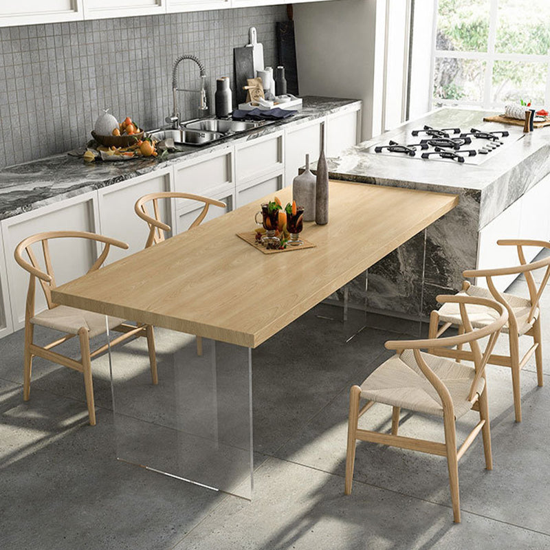 Solid Wood Dining Table Modern Rectangle Dining Table with Acrylic Base Clearhalo ' dining_table' 'Dining Tables & Seating' 'Dining Tables' 'furn' 'furn_dining_table' 'Furniture' 'furniture_dining_table' 'Kitchen & Dining Furniture' 'kitchen&dining_furn' 'kitchen' 'kitchen_dining_table' 4588638