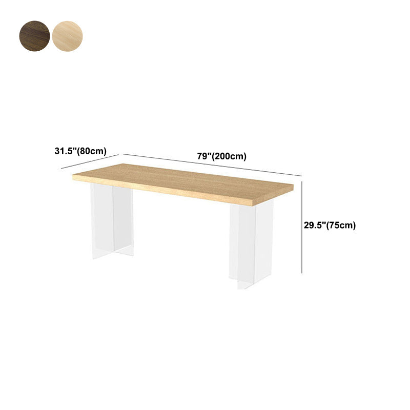 Solid Wood Dining Table Modern Rectangle Dining Table with Acrylic Base Clearhalo ' dining_table' 'Dining Tables & Seating' 'Dining Tables' 'furn' 'furn_dining_table' 'Furniture' 'furniture_dining_table' 'Kitchen & Dining Furniture' 'kitchen&dining_furn' 'kitchen' 'kitchen_dining_table' 4588643