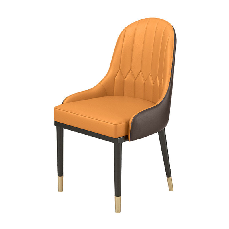 Glam Metal Dining Arm Chair Upholstered Side Chairs for Restaurant Use Orange 1 Piece Clearhalo ' kitchen&dining_furn' 'Dining Chairs' 'Dining Tables & Seating' 'dining_chair' 'furn' 'furn_dining_chair' 'Furniture' 'furniture_dining_chair' 'Kitchen & Dining Furniture' 'kitchen' 4588702
