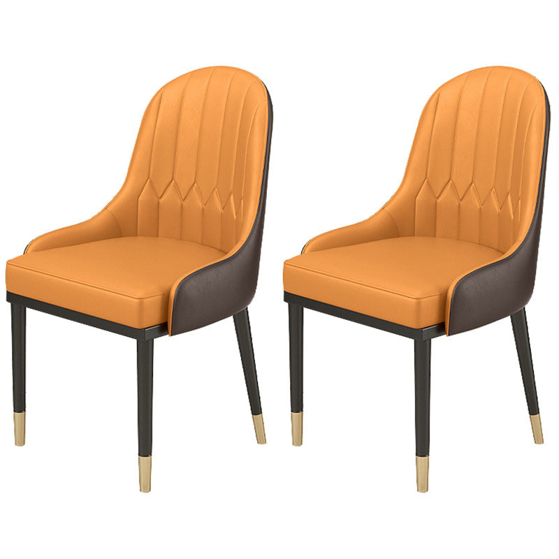 Glam Metal Dining Arm Chair Upholstered Side Chairs for Restaurant Use Orange 2 Piece Set Clearhalo ' kitchen&dining_furn' 'Dining Chairs' 'Dining Tables & Seating' 'dining_chair' 'furn' 'furn_dining_chair' 'Furniture' 'furniture_dining_chair' 'Kitchen & Dining Furniture' 'kitchen' 4588704
