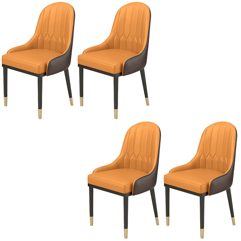 Glam Metal Dining Arm Chair Upholstered Side Chairs for Restaurant Use Orange 4 Piece Set Clearhalo ' kitchen&dining_furn' 'Dining Chairs' 'Dining Tables & Seating' 'dining_chair' 'furn' 'furn_dining_chair' 'Furniture' 'furniture_dining_chair' 'Kitchen & Dining Furniture' 'kitchen' 4588706
