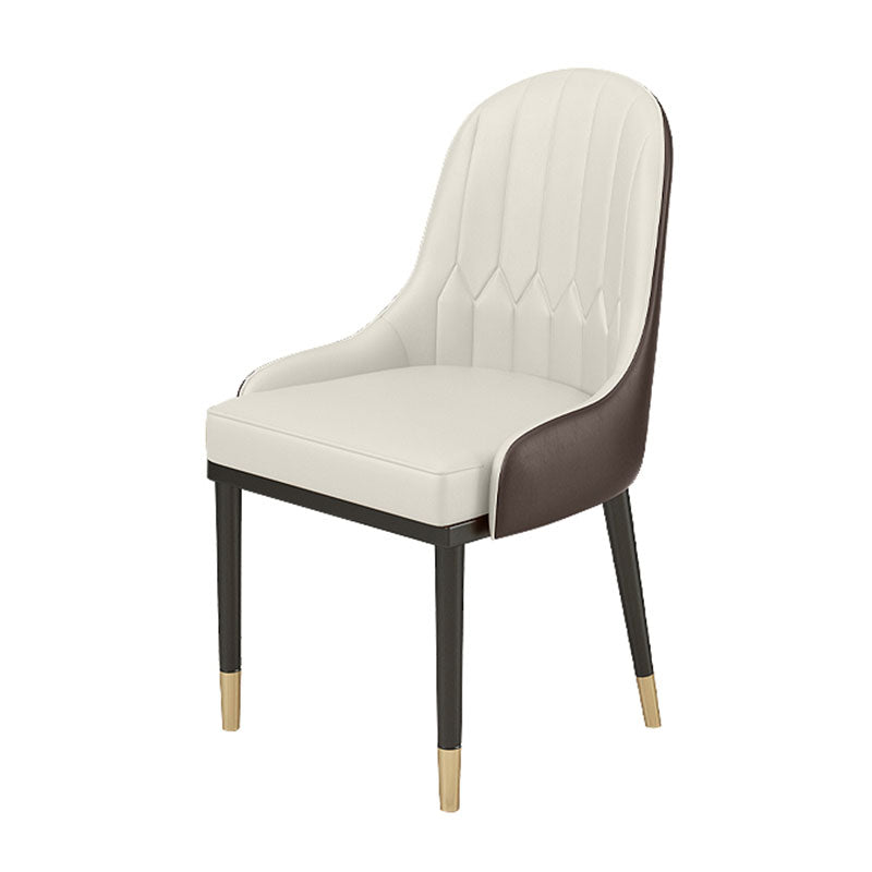 Glam Metal Dining Arm Chair Upholstered Side Chairs for Restaurant Use Off-White 1 Piece Clearhalo ' kitchen&dining_furn' 'Dining Chairs' 'Dining Tables & Seating' 'dining_chair' 'furn' 'furn_dining_chair' 'Furniture' 'furniture_dining_chair' 'Kitchen & Dining Furniture' 'kitchen' 4588708