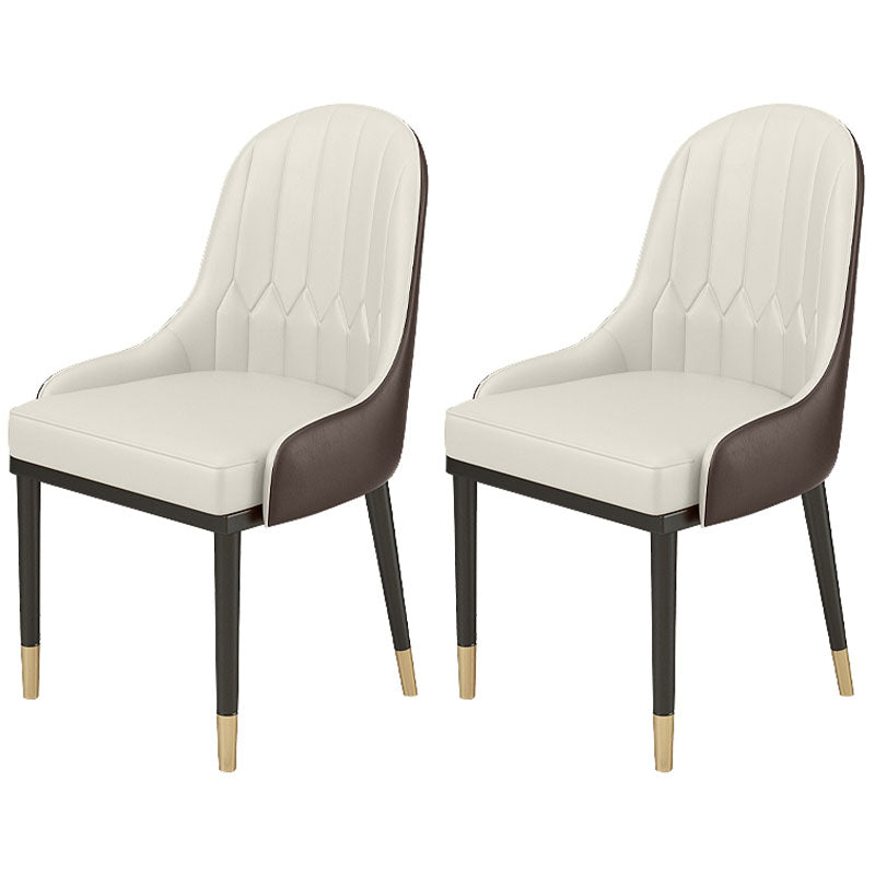 Glam Metal Dining Arm Chair Upholstered Side Chairs for Restaurant Use Off-White 2 Piece Set Clearhalo ' kitchen&dining_furn' 'Dining Chairs' 'Dining Tables & Seating' 'dining_chair' 'furn' 'furn_dining_chair' 'Furniture' 'furniture_dining_chair' 'Kitchen & Dining Furniture' 'kitchen' 4588709