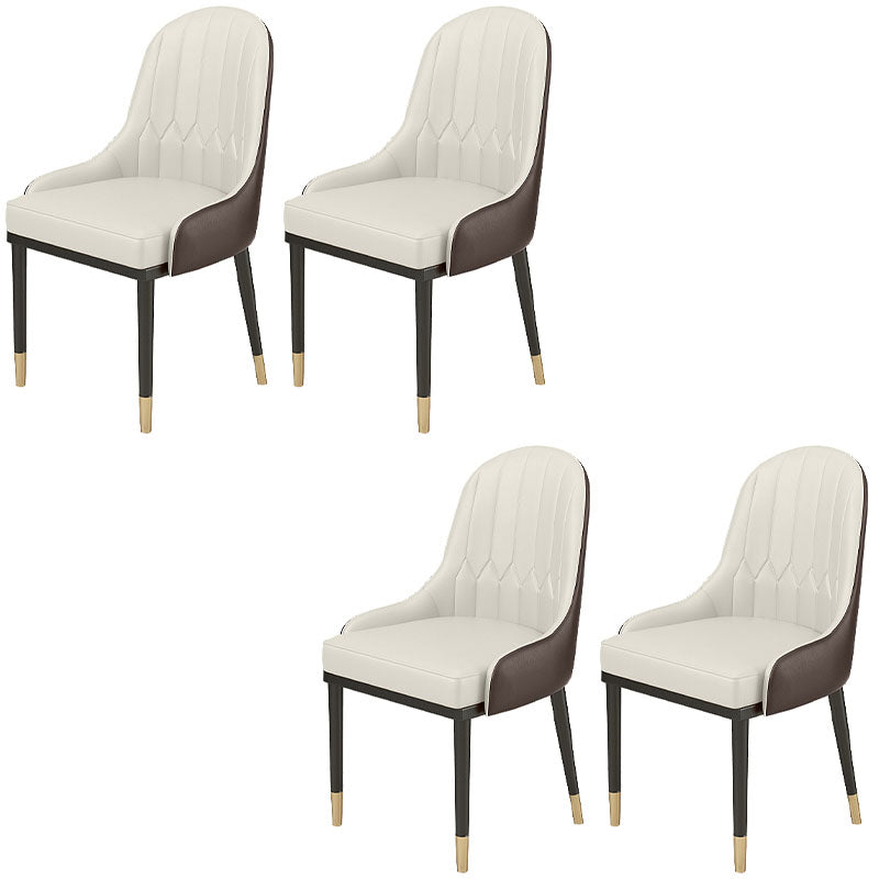 Glam Metal Dining Arm Chair Upholstered Side Chairs for Restaurant Use Off-White 4 Piece Set Clearhalo ' kitchen&dining_furn' 'Dining Chairs' 'Dining Tables & Seating' 'dining_chair' 'furn' 'furn_dining_chair' 'Furniture' 'furniture_dining_chair' 'Kitchen & Dining Furniture' 'kitchen' 4588710