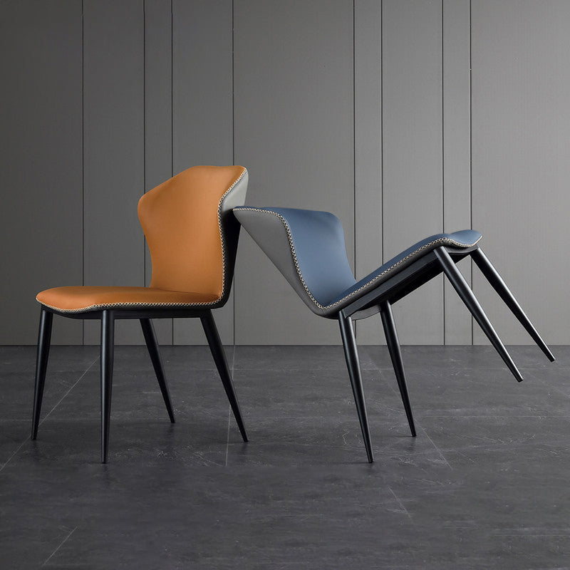 Industrial Design Wingback Armless Dining Chair Leather Dining Side Chair Clearhalo ' kitchen&dining_furn' 'Dining Chairs' 'Dining Tables & Seating' 'dining_chair' 'furn' 'furn_dining_chair' 'Furniture' 'furniture_dining_chair' 'Kitchen & Dining Furniture' 'kitchen' 4588712