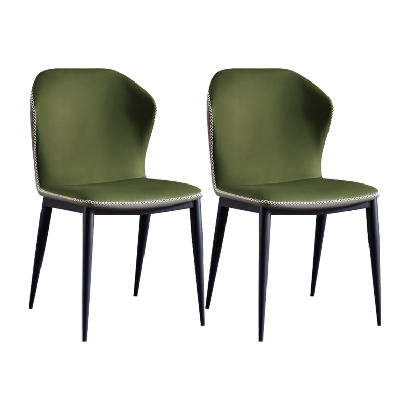 Industrial Design Wingback Armless Dining Chair Leather Dining Side Chair Gray-Green 2 Piece Set Clearhalo ' kitchen&dining_furn' 'Dining Chairs' 'Dining Tables & Seating' 'dining_chair' 'furn' 'furn_dining_chair' 'Furniture' 'furniture_dining_chair' 'Kitchen & Dining Furniture' 'kitchen' 4588713