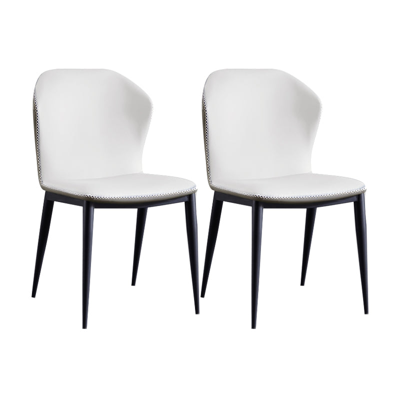 Industrial Design Wingback Armless Dining Chair Leather Dining Side Chair White-Gray 2 Piece Set Clearhalo ' kitchen&dining_furn' 'Dining Chairs' 'Dining Tables & Seating' 'dining_chair' 'furn' 'furn_dining_chair' 'Furniture' 'furniture_dining_chair' 'Kitchen & Dining Furniture' 'kitchen' 4588714