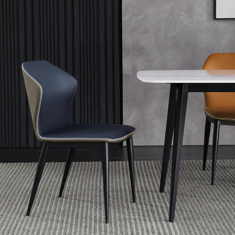 Industrial Design Wingback Armless Dining Chair Leather Dining Side Chair Clearhalo ' kitchen&dining_furn' 'Dining Chairs' 'Dining Tables & Seating' 'dining_chair' 'furn' 'furn_dining_chair' 'Furniture' 'furniture_dining_chair' 'Kitchen & Dining Furniture' 'kitchen' 4588716