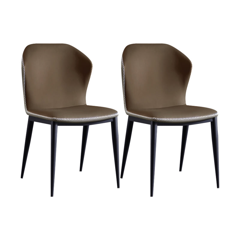 Industrial Design Wingback Armless Dining Chair Leather Dining Side Chair Gray Coffee 2 Piece Set Clearhalo ' kitchen&dining_furn' 'Dining Chairs' 'Dining Tables & Seating' 'dining_chair' 'furn' 'furn_dining_chair' 'Furniture' 'furniture_dining_chair' 'Kitchen & Dining Furniture' 'kitchen' 4588717