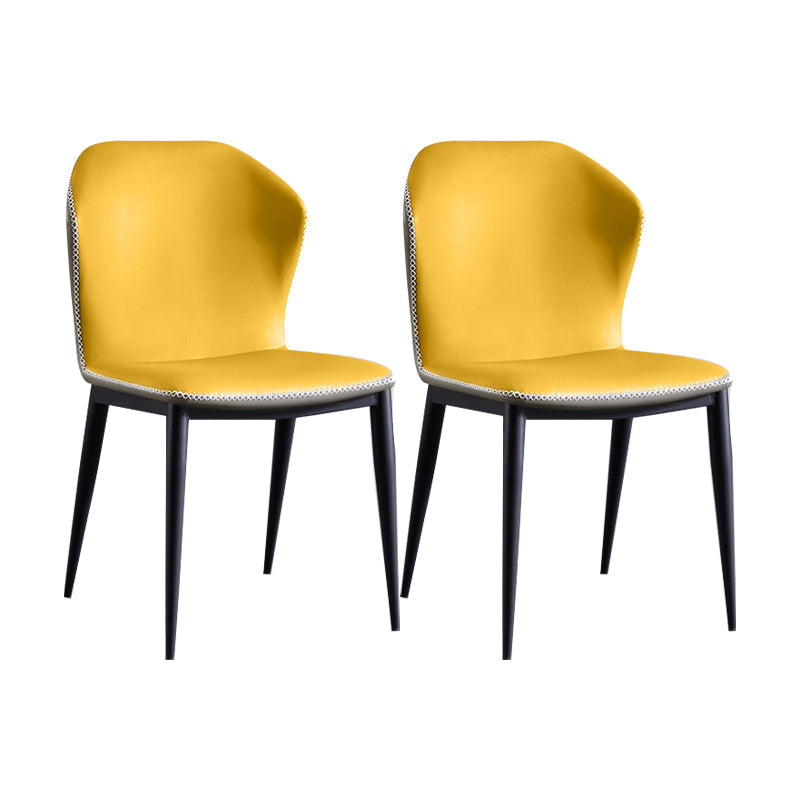 Industrial Design Wingback Armless Dining Chair Leather Dining Side Chair Gray-Yellow 2 Piece Set Clearhalo ' kitchen&dining_furn' 'Dining Chairs' 'Dining Tables & Seating' 'dining_chair' 'furn' 'furn_dining_chair' 'Furniture' 'furniture_dining_chair' 'Kitchen & Dining Furniture' 'kitchen' 4588718