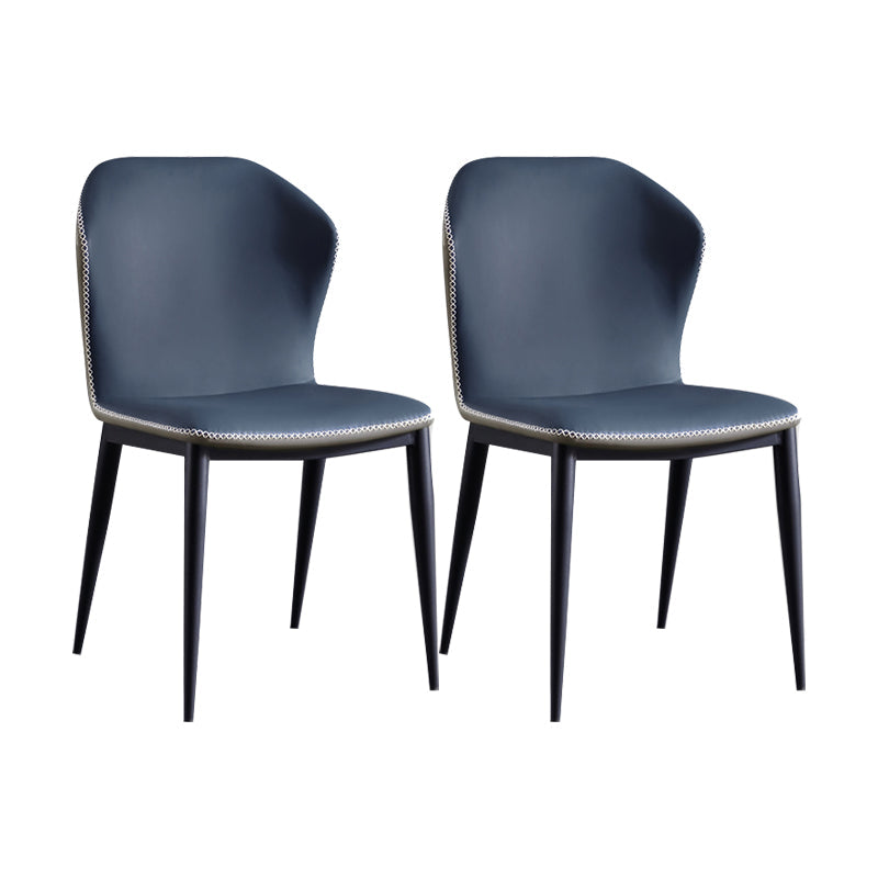 Industrial Design Wingback Armless Dining Chair Leather Dining Side Chair Dark Blue-Gray 2 Piece Set Clearhalo ' kitchen&dining_furn' 'Dining Chairs' 'Dining Tables & Seating' 'dining_chair' 'furn' 'furn_dining_chair' 'Furniture' 'furniture_dining_chair' 'Kitchen & Dining Furniture' 'kitchen' 4588720