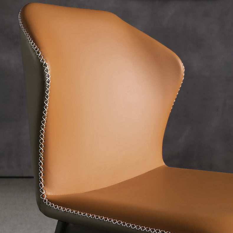 Industrial Design Wingback Armless Dining Chair Leather Dining Side Chair Clearhalo ' kitchen&dining_furn' 'Dining Chairs' 'Dining Tables & Seating' 'dining_chair' 'furn' 'furn_dining_chair' 'Furniture' 'furniture_dining_chair' 'Kitchen & Dining Furniture' 'kitchen' 4588725