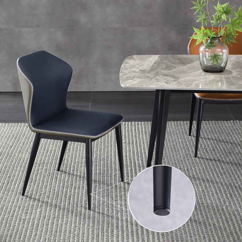 Industrial Design Wingback Armless Dining Chair Leather Dining Side Chair Clearhalo ' kitchen&dining_furn' 'Dining Chairs' 'Dining Tables & Seating' 'dining_chair' 'furn' 'furn_dining_chair' 'Furniture' 'furniture_dining_chair' 'Kitchen & Dining Furniture' 'kitchen' 4588728