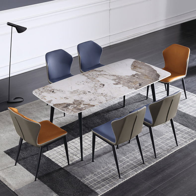 Industrial Design Wingback Armless Dining Chair Leather Dining Side Chair Clearhalo ' kitchen&dining_furn' 'Dining Chairs' 'Dining Tables & Seating' 'dining_chair' 'furn' 'furn_dining_chair' 'Furniture' 'furniture_dining_chair' 'Kitchen & Dining Furniture' 'kitchen' 4588730