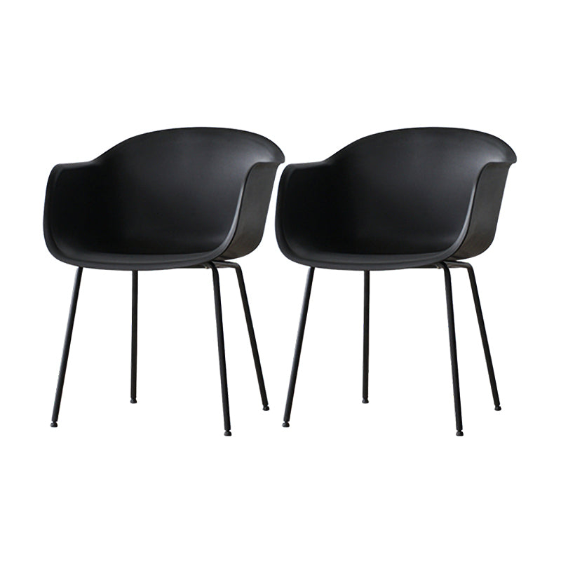 Industrial Design Plastic Dining Side Chairs Solid Back Arm Side Chair Black Set of 2 Clearhalo ' kitchen&dining_furn' 'Dining Chairs' 'Dining Tables & Seating' 'dining_chair' 'Furniture' 'furniture_dining_chair' 'Kitchen & Dining Furniture' 'kitchen' 4588733