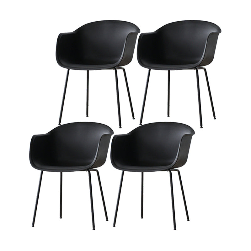 Industrial Design Plastic Dining Side Chairs Solid Back Arm Side Chair Black Set of 4 Clearhalo ' kitchen&dining_furn' 'Dining Chairs' 'Dining Tables & Seating' 'dining_chair' 'Furniture' 'furniture_dining_chair' 'Kitchen & Dining Furniture' 'kitchen' 4588734