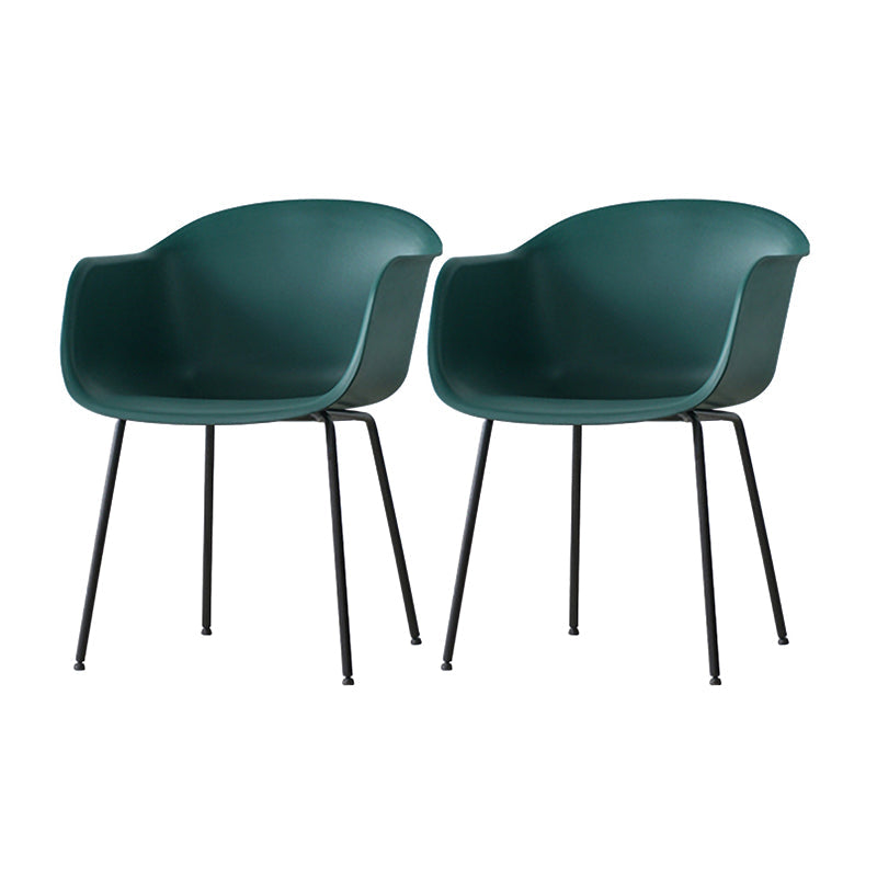 Industrial Design Plastic Dining Side Chairs Solid Back Arm Side Chair Blackish Green Set of 2 Clearhalo ' kitchen&dining_furn' 'Dining Chairs' 'Dining Tables & Seating' 'dining_chair' 'Furniture' 'furniture_dining_chair' 'Kitchen & Dining Furniture' 'kitchen' 4588744