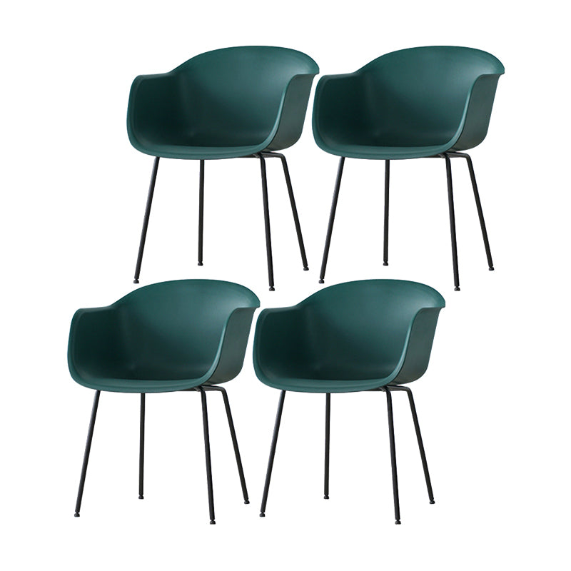 Industrial Design Plastic Dining Side Chairs Solid Back Arm Side Chair Blackish Green Set of 4 Clearhalo ' kitchen&dining_furn' 'Dining Chairs' 'Dining Tables & Seating' 'dining_chair' 'Furniture' 'furniture_dining_chair' 'Kitchen & Dining Furniture' 'kitchen' 4588746