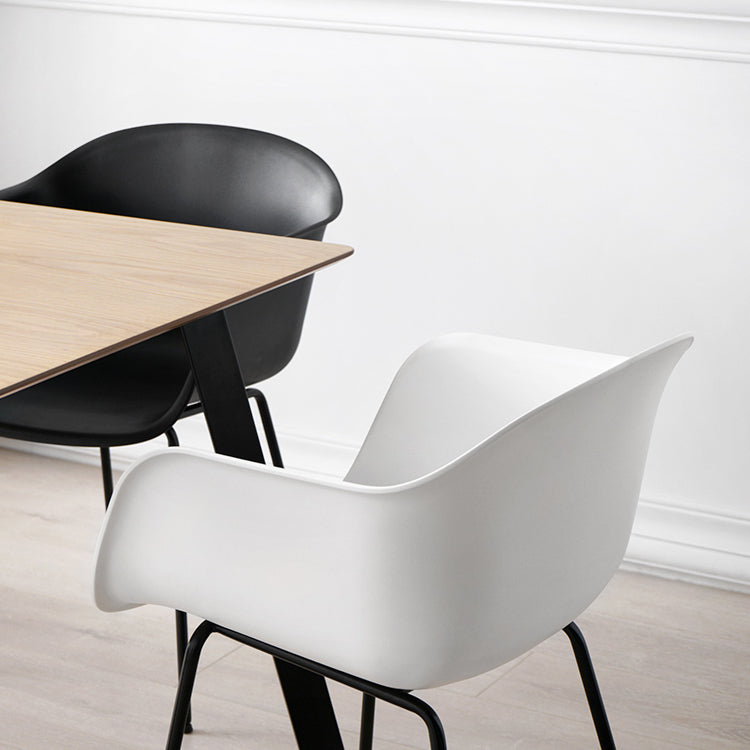 Industrial Design Plastic Dining Side Chairs Solid Back Arm Side Chair Clearhalo ' kitchen&dining_furn' 'Dining Chairs' 'Dining Tables & Seating' 'dining_chair' 'Furniture' 'furniture_dining_chair' 'Kitchen & Dining Furniture' 'kitchen' 4588747