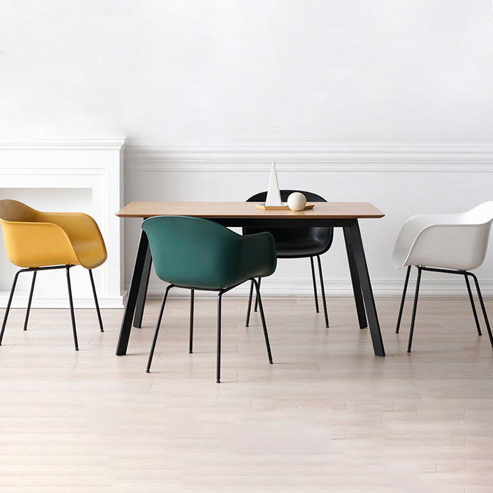 Industrial Design Plastic Dining Side Chairs Solid Back Arm Side Chair Clearhalo ' kitchen&dining_furn' 'Dining Chairs' 'Dining Tables & Seating' 'dining_chair' 'Furniture' 'furniture_dining_chair' 'Kitchen & Dining Furniture' 'kitchen' 4588751