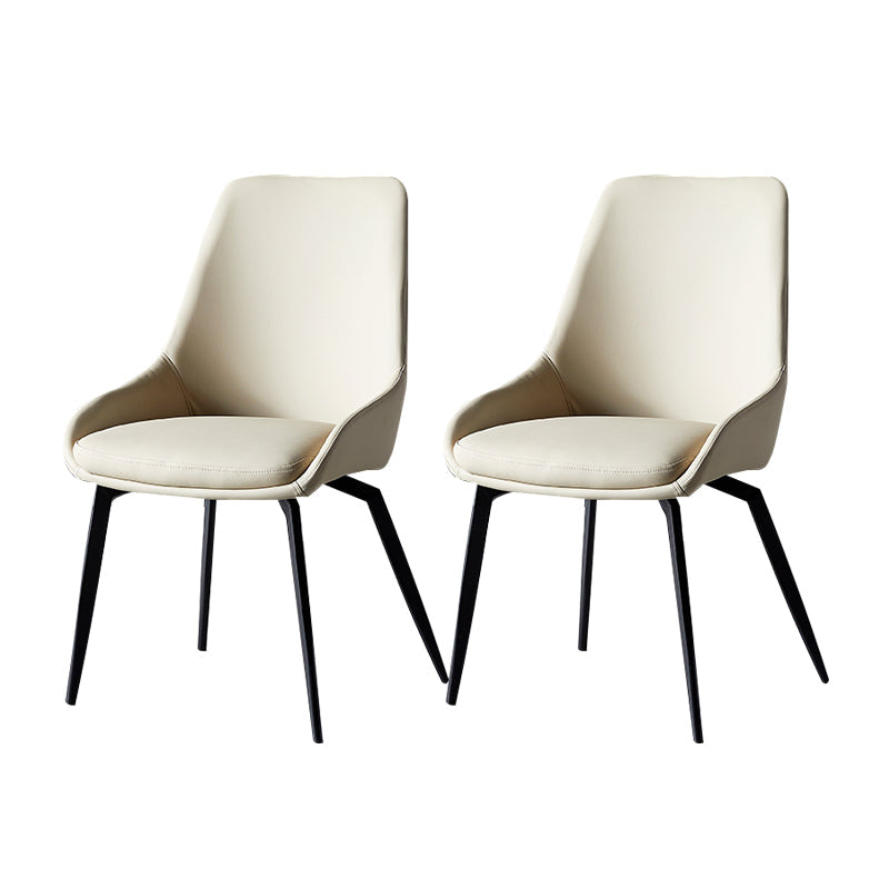 Industrial Design Solid Back Arm Side Chair Upholstered Dining Chairs White 2 Piece Set Clearhalo ' kitchen&dining_furn' 'Dining Chairs' 'Dining Tables & Seating' 'dining_chair' 'furn' 'furn_dining_chair' 'Furniture' 'furniture_dining_chair' 'Kitchen & Dining Furniture' 'kitchen' 4588762