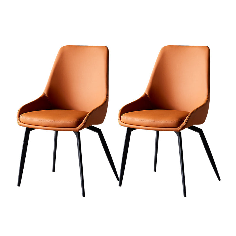 Industrial Design Solid Back Arm Side Chair Upholstered Dining Chairs Orange 2 Piece Set Clearhalo ' kitchen&dining_furn' 'Dining Chairs' 'Dining Tables & Seating' 'dining_chair' 'furn' 'furn_dining_chair' 'Furniture' 'furniture_dining_chair' 'Kitchen & Dining Furniture' 'kitchen' 4588767
