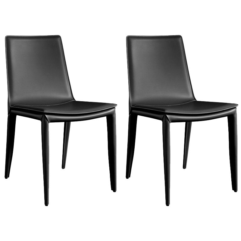 Modern Leather Dining Armless Chair Metal Dining Chairs for Home Use Black 2 Piece Set Clearhalo ' kitchen&dining_furn' 'Dining Chairs' 'Dining Tables & Seating' 'dining_chair' 'furn' 'furn_dining_chair' 'Furniture' 'furniture_dining_chair' 'Kitchen & Dining Furniture' 'kitchen' 4588778