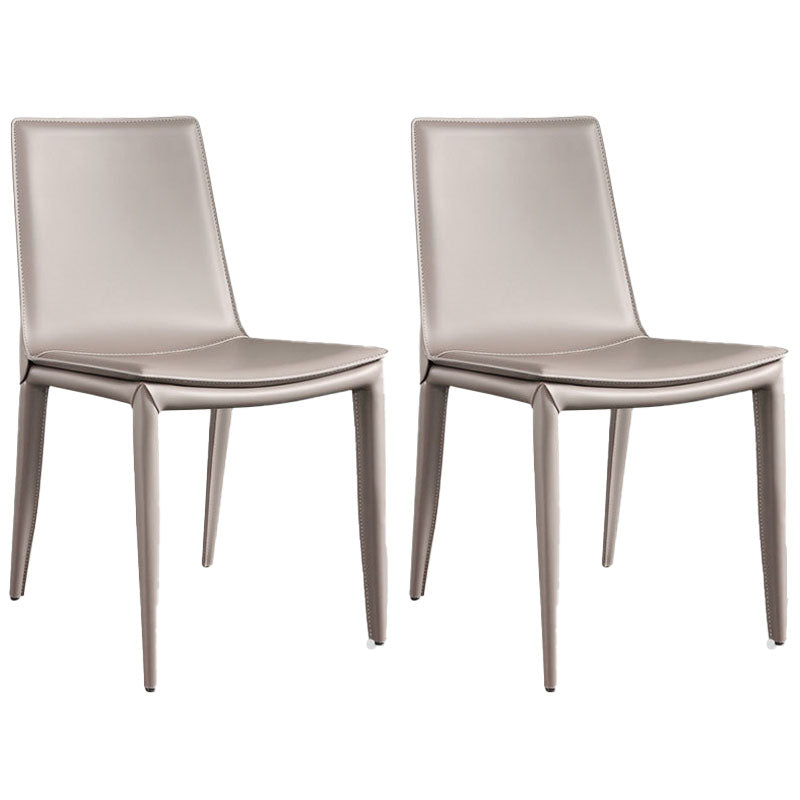 Modern Leather Dining Armless Chair Metal Dining Chairs for Home Use Gray-Khaki 2 Piece Set Clearhalo ' kitchen&dining_furn' 'Dining Chairs' 'Dining Tables & Seating' 'dining_chair' 'furn' 'furn_dining_chair' 'Furniture' 'furniture_dining_chair' 'Kitchen & Dining Furniture' 'kitchen' 4588781