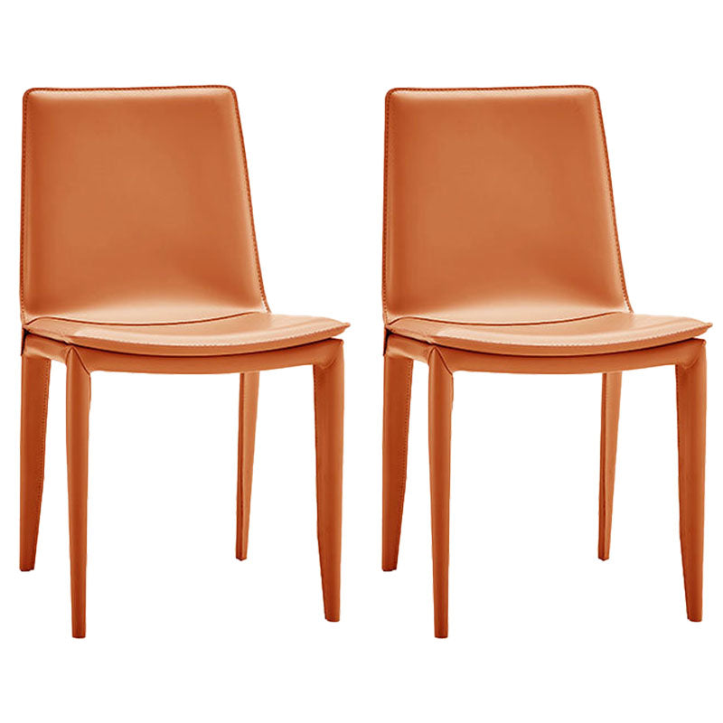 Modern Leather Dining Armless Chair Metal Dining Chairs for Home Use Orange 2 Piece Set Clearhalo ' kitchen&dining_furn' 'Dining Chairs' 'Dining Tables & Seating' 'dining_chair' 'furn' 'furn_dining_chair' 'Furniture' 'furniture_dining_chair' 'Kitchen & Dining Furniture' 'kitchen' 4588782