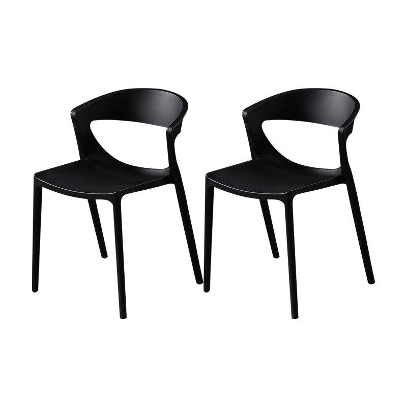 Scandinavian Style Open Back Dining Side Chair Plastic Dining Armless Chair for Home Black 2 Piece Set Clearhalo ' kitchen&dining_furn' 'Dining Chairs' 'Dining Tables & Seating' 'dining_chair' 'furn' 'furn_dining_chair' 'Furniture' 'furniture_dining_chair' 'Kitchen & Dining Furniture' 'kitchen' 4588800