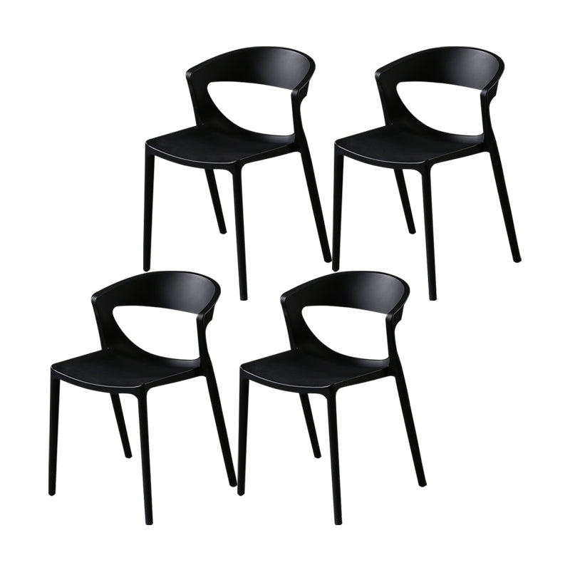 Scandinavian Style Open Back Dining Side Chair Plastic Dining Armless Chair for Home Black 4 Piece Set Clearhalo ' kitchen&dining_furn' 'Dining Chairs' 'Dining Tables & Seating' 'dining_chair' 'furn' 'furn_dining_chair' 'Furniture' 'furniture_dining_chair' 'Kitchen & Dining Furniture' 'kitchen' 4588801