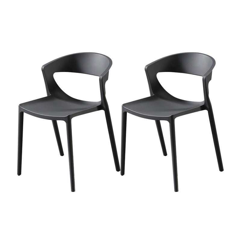 Scandinavian Style Open Back Dining Side Chair Plastic Dining Armless Chair for Home Dark Gray 2 Piece Set Clearhalo ' kitchen&dining_furn' 'Dining Chairs' 'Dining Tables & Seating' 'dining_chair' 'furn' 'furn_dining_chair' 'Furniture' 'furniture_dining_chair' 'Kitchen & Dining Furniture' 'kitchen' 4588805