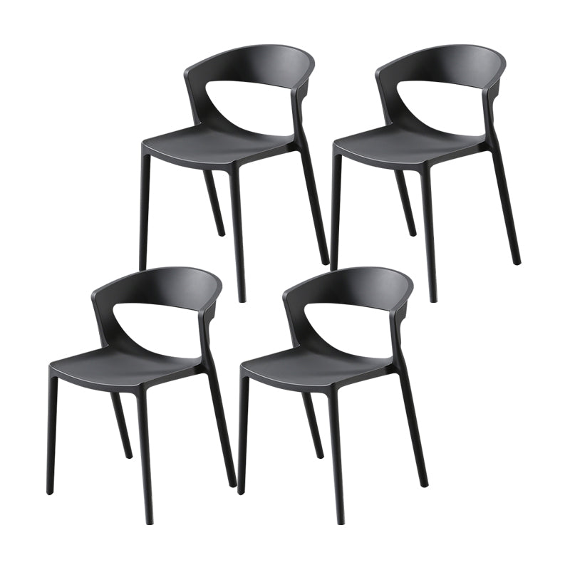 Scandinavian Style Open Back Dining Side Chair Plastic Dining Armless Chair for Home Dark Gray 4 Piece Set Clearhalo ' kitchen&dining_furn' 'Dining Chairs' 'Dining Tables & Seating' 'dining_chair' 'furn' 'furn_dining_chair' 'Furniture' 'furniture_dining_chair' 'Kitchen & Dining Furniture' 'kitchen' 4588807