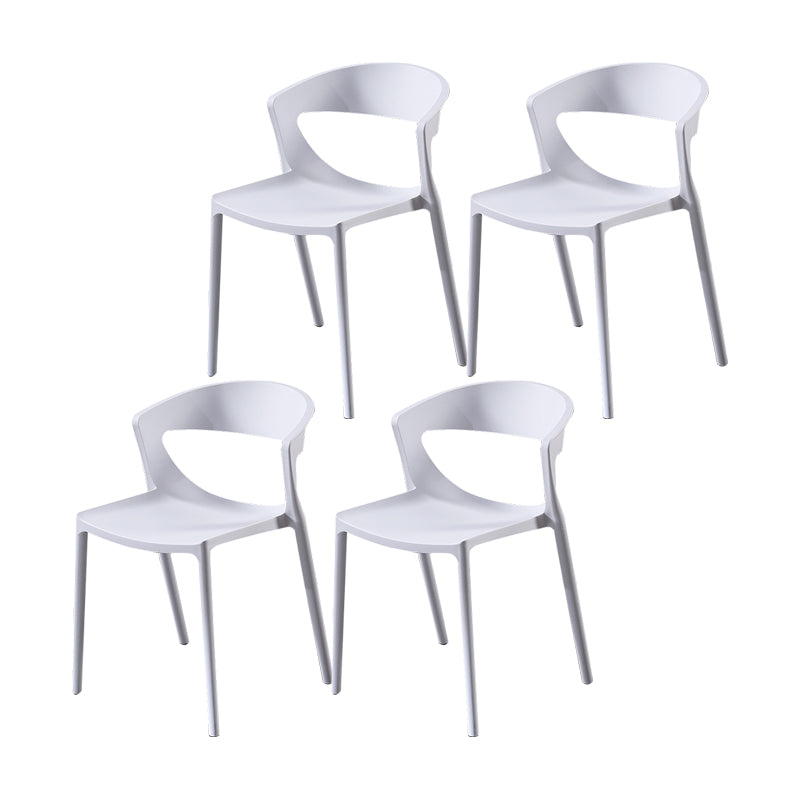 Scandinavian Style Open Back Dining Side Chair Plastic Dining Armless Chair for Home White 4 Piece Set Clearhalo ' kitchen&dining_furn' 'Dining Chairs' 'Dining Tables & Seating' 'dining_chair' 'furn' 'furn_dining_chair' 'Furniture' 'furniture_dining_chair' 'Kitchen & Dining Furniture' 'kitchen' 4588814