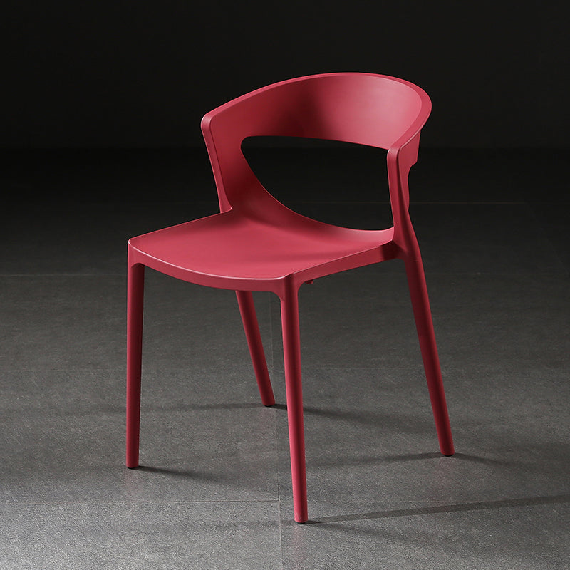Scandinavian Style Open Back Dining Side Chair Plastic Dining Armless Chair for Home Red 1 Piece Clearhalo ' kitchen&dining_furn' 'Dining Chairs' 'Dining Tables & Seating' 'dining_chair' 'furn' 'furn_dining_chair' 'Furniture' 'furniture_dining_chair' 'Kitchen & Dining Furniture' 'kitchen' 4588816