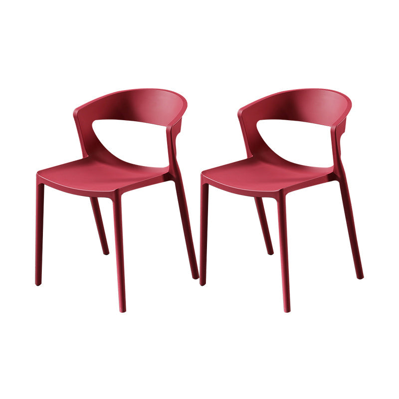 Scandinavian Style Open Back Dining Side Chair Plastic Dining Armless Chair for Home Red 2 Piece Set Clearhalo ' kitchen&dining_furn' 'Dining Chairs' 'Dining Tables & Seating' 'dining_chair' 'furn' 'furn_dining_chair' 'Furniture' 'furniture_dining_chair' 'Kitchen & Dining Furniture' 'kitchen' 4588817