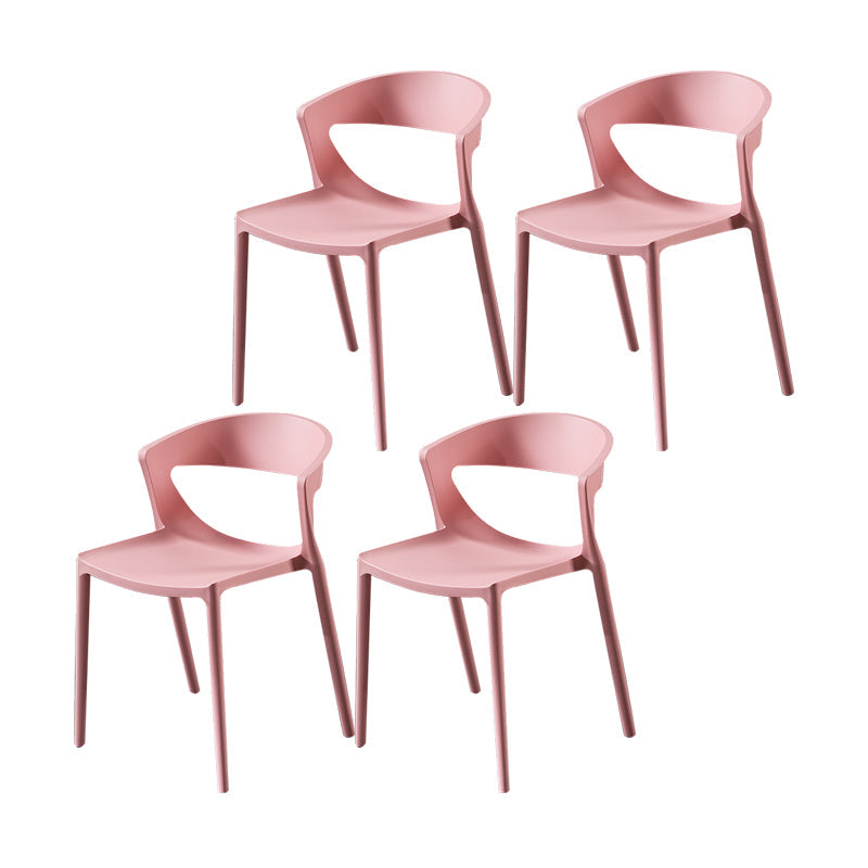 Scandinavian Style Open Back Dining Side Chair Plastic Dining Armless Chair for Home Pink 4 Piece Set Clearhalo ' kitchen&dining_furn' 'Dining Chairs' 'Dining Tables & Seating' 'dining_chair' 'furn' 'furn_dining_chair' 'Furniture' 'furniture_dining_chair' 'Kitchen & Dining Furniture' 'kitchen' 4588823